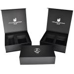 PU Leather Rigid Magnetic Gift Box Custom Wrapping Paper Black With EVA Inlay