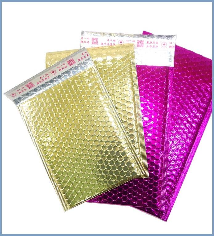 Reusable Metallic Matte Glossy Holographic Zip lockk Bags, Reclosable Cosmetic Packing Bubble Pouch Slider Zipper