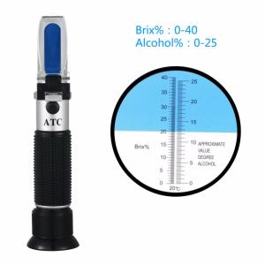 China New Brand 0~40% Brix 0~25% Alcohol Wort Specific Gravity Refractometer Beer Fruit Juice Wine Sugar Test Meter wholesale