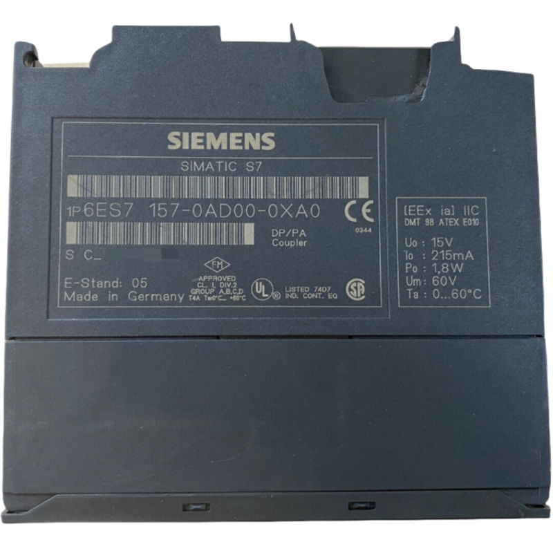 SIEMENS 6ES7157-0AD00-0XA0 SIMATIC DP, DISTRIBUTED I/O DP/PA COUPLER EX-VERSION FIELD BUS COUPLER BETWEEN PROFIBUS-DP AND PROFIBUS PA DEGREE OF