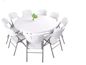 China Half Round 10 Seater Folding Plastic Table And Chair For Outdoor wholesale