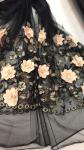 Flower Embroidered Sequin Lace Fabric , Multi Colored 3D Flower Mesh Lace