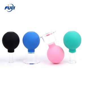 China Face Lift Vacuum suction Massage Hijama Cups Rubber facial cupping black with silicone bulb cupping hijama wholesale