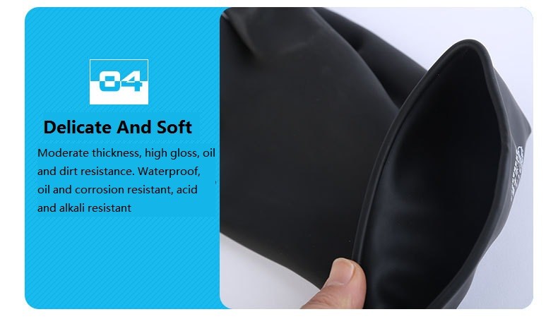 Acid And Alkali Resistant Industrial Gloves Black Rubber Gloves Thickened Chemical Stain And Corrosion Protection Glove