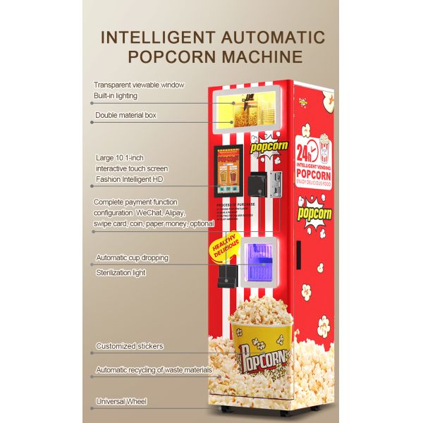 Fully Automatic High Capacity Low Consumption Commercial Popcorn Vending Machine