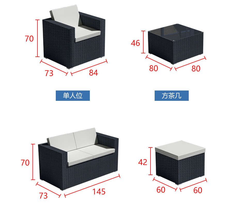 5 Seater Grey Rattan Corner Sofa Garden Sectional Patio Wicker Rattan Sofa Modern