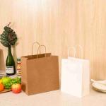 100% Eco Friendly FSC Craft Retail Kraft Paper Shopping Bags With Reinforced