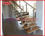 Solid Wood Staircase VK91S Beech Handrail Tread Beech ,Railing tempered glass,