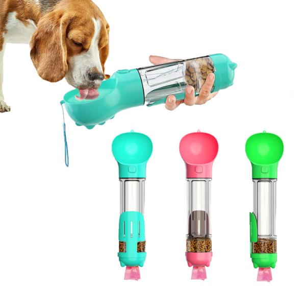 Hallupets Portable Dog Water Bottle Leak Proof 4 In 1 For Drinking And Eating