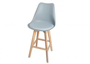 China Minimalism Cafe Shop Plastic Bar Stool Chair With Beech Wooden Leg wholesale