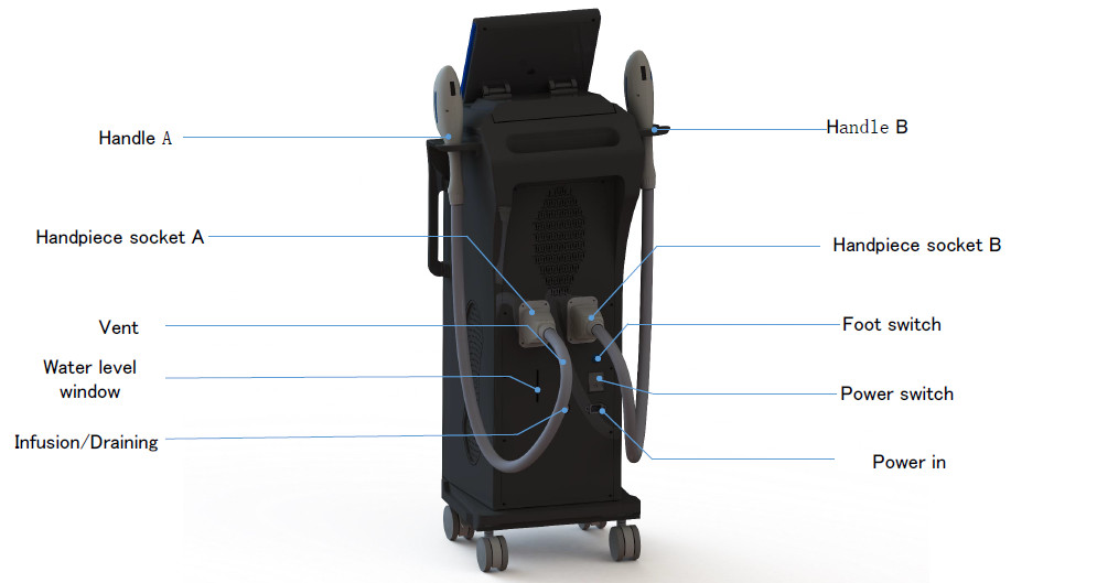 Portable Salon Use Shr Hair Removal Machine 3 In 1 Vertical