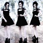 European and American modern punk style dark black sexy mesh stitching