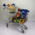 Blue Plastic Parts Supermarket Shopping Trolley Custom European Style With 4 PU
