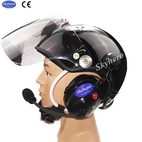Active Noise Reduction Paramotor helmet with full headset GD-C Black Factory directly sale Powered paragliding helmet