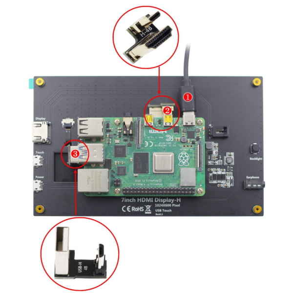 1024*600 HDMI LCD Display 7 Inch Raspberry Pi Touch Screen YQX6-7C