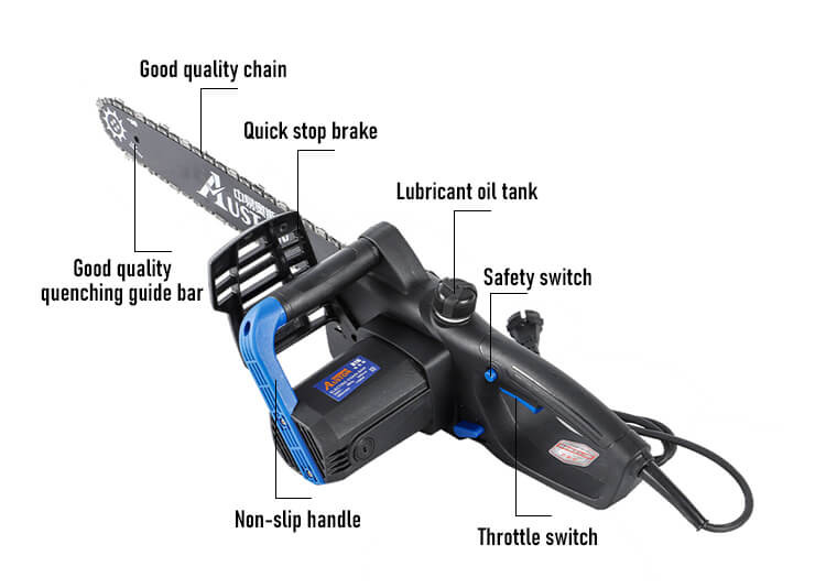 1400W 16" Electric Chainsaw For Cutting Wood Portable Royal Garden Chainsaw