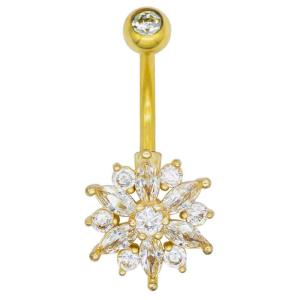 China Gold Body Piercings Jewellery Flower Dangle Belly Button Piercing 12mm wholesale