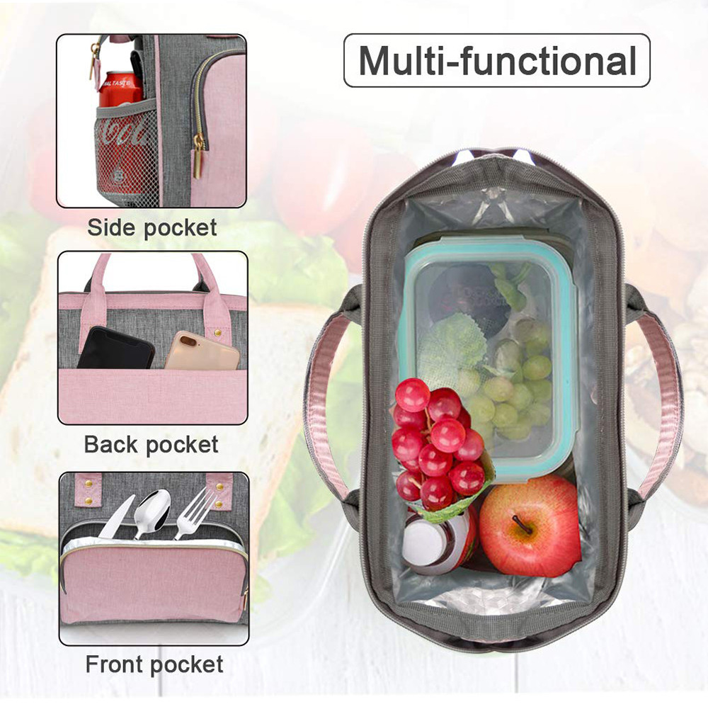 Leakproof Insulated Lunch Tote Bag with Adjustable Removable Shoulder Strap