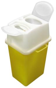 China Syringe Needle Medical Sharps Container , Yellow Sharps Bin 1L BS7320 Standards wholesale