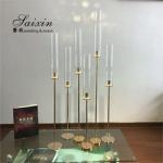 Crystal Decorative Wedding Candle Holder High Glass Tube Single Silver Metal 43"