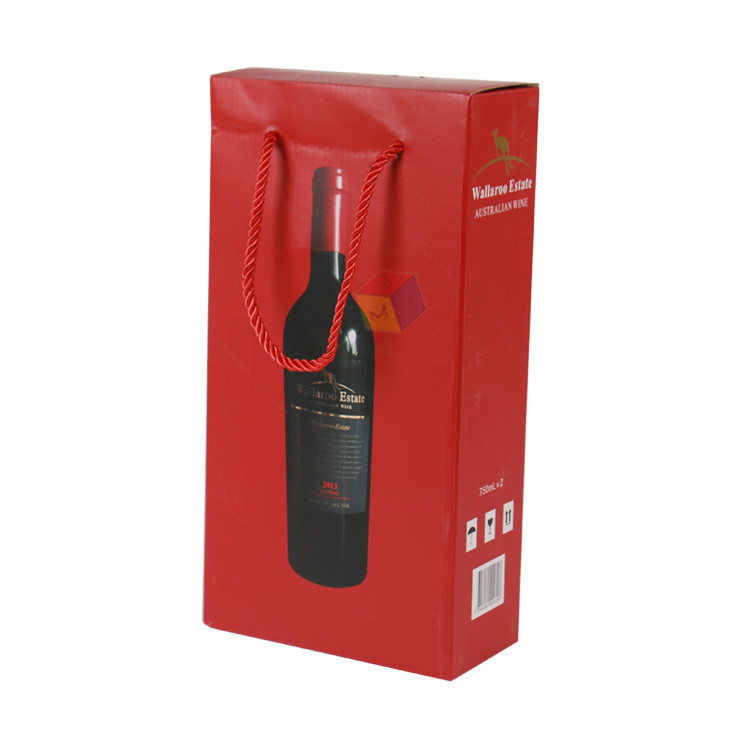 Wholesale Custom Corrugated Cardboard 2 Wine Bottle Shipping Boxes Wine Gift Box Packaging With Handle