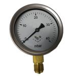 4in 100MM 40 Mbar Lower Mount Low Pressure Gauge With Valve 1/2 BSP