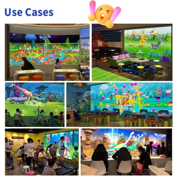 Theme Park Attraction Featuring Interactive Coloring Game for Wall Play
