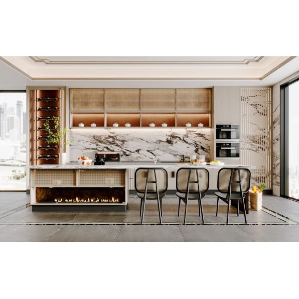 Classical High Gloss Lacquer Kitchen Cabinet with Big Storage