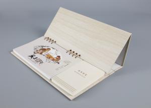 China Landscape Pattern Office Desk Calendar Matte And Gold Stamp With Gold Spiral wholesale