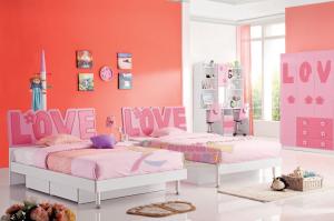 China China twins bed Pink color Girls bedroom furniture 105B wholesale