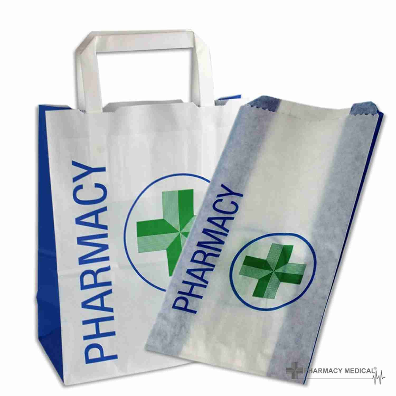 Eco Friendly Pharmacy Paper Bag SOS Carrier Bags OEM