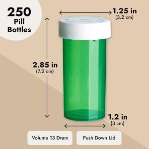 China 250 Pack Empty Pill Bottles with Caps, Plastic 13 Dram Medicine Vials for Prescription Medication, Supplements wholesale