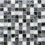 Crack crystal black and white glass mix metal mosaic tile