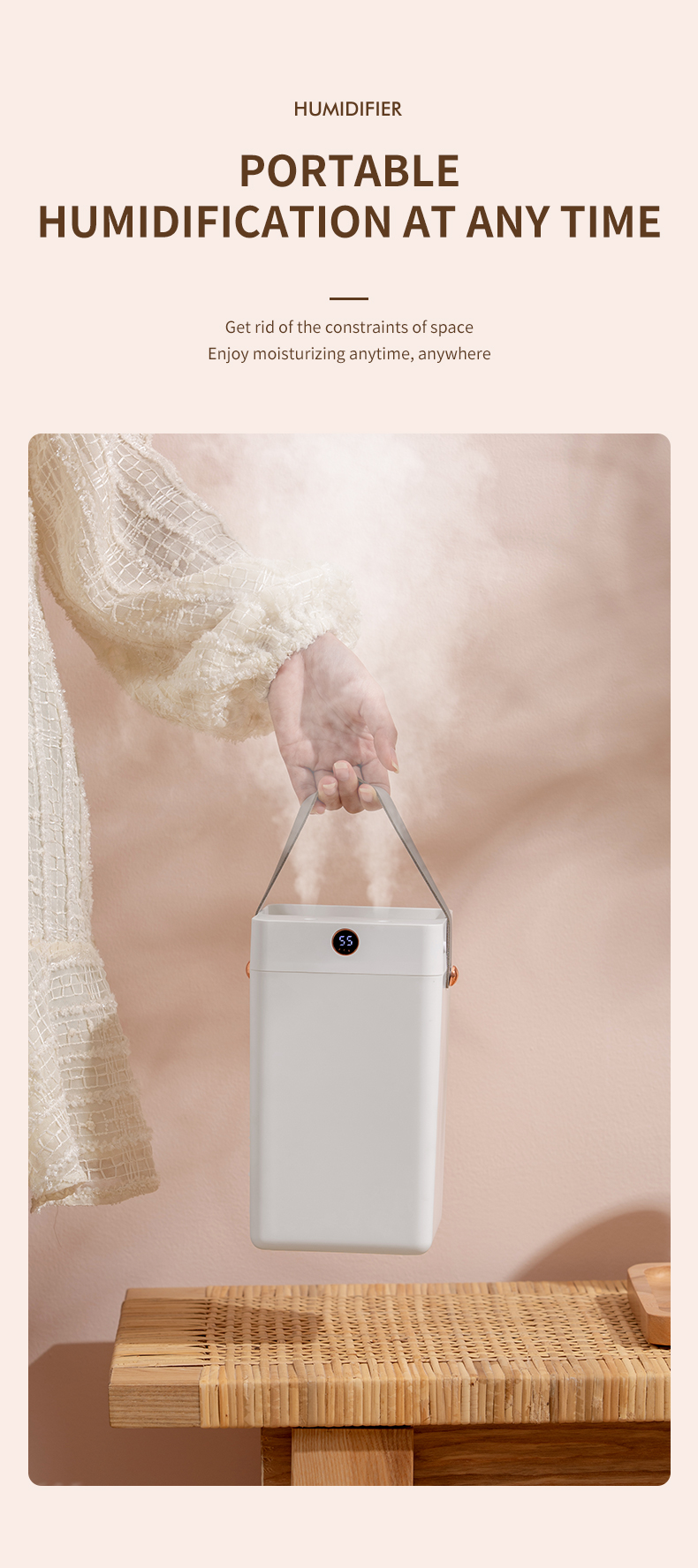 HOMEFISH Desktop 3L Double Spray Portable Ultrasonic Air Humidifiers For Office