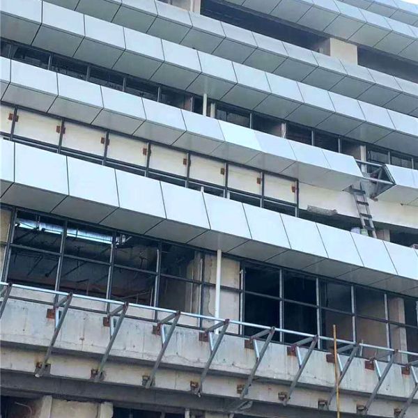 Commercial Building Eave Covered By Aluminum Cladding Panels With Custom Designs
