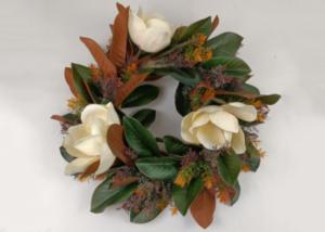 China Yulan Magnolia Artificial Wreath With Leaves 60cm wholesale
