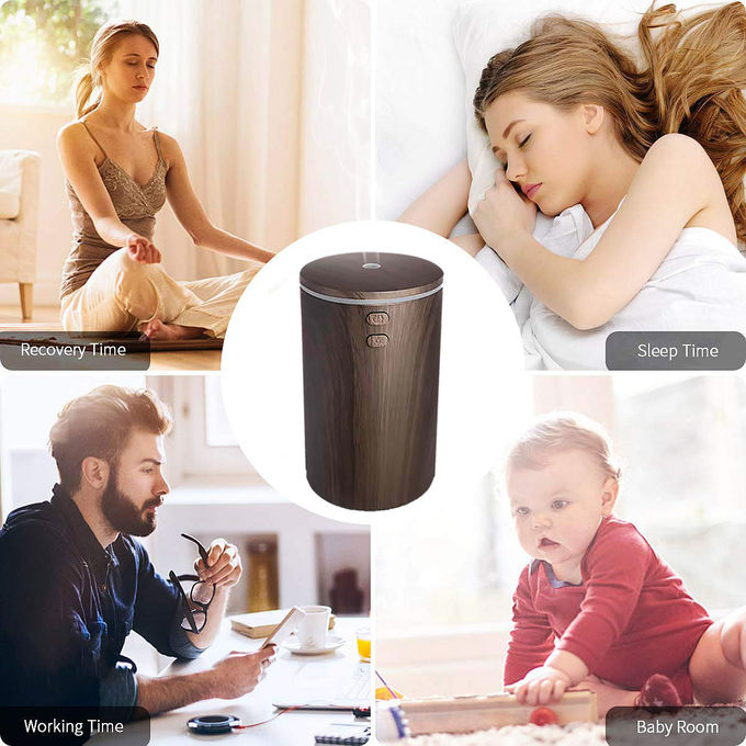Mini Wooden Grain USB Air Humidifier With 7 Color LED Lights