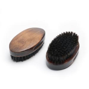 China Abeis Retro Wooden Beard Brush Natural Bristle Beard Brush Oval Style wholesale