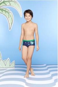 China Boys` Navy Blue And Green Octopus Print Swim Trunks - Polvo wholesale