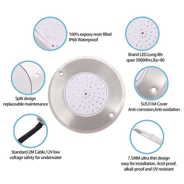 LED PAR56 Pool Light Underwater Swimming Pool RGB Light Wall Mounted SMD LED With Color Box