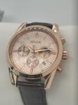 ML A666 Black Leather Quartz Light Watch Gold Band Mens Quartz Wrist Watch