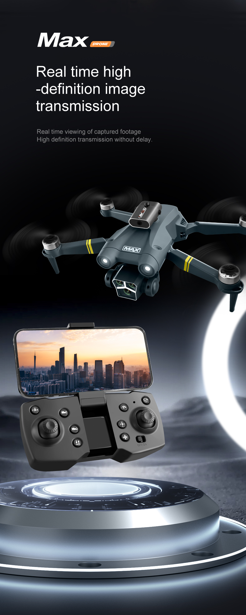 W17Hw Waypoint Flight Planning Drone 60MIN Charging Time Beginner Drones for Slow Descending Landing and Event Coverage