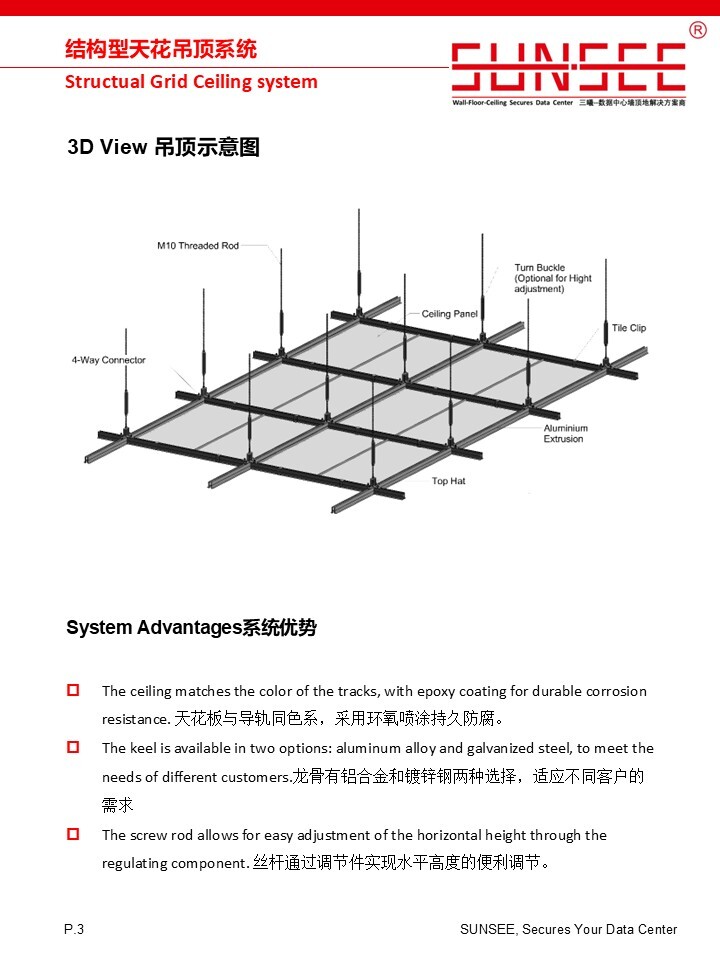 Data Center Structural Grid Suspended Ceiling System