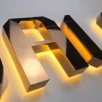 Led Gold Metal Letter Steel Signs Backlit Led Channel Letters Sign Gold Letter