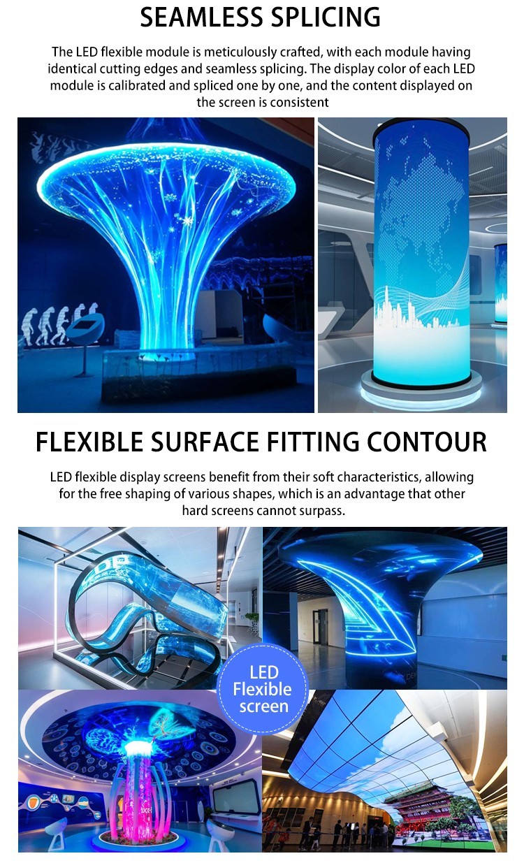 Indoor Flexible LED Display with Customizable Shape for 360 Degree Viewing P5 Roll-Up Screen with P2 P2.5 P3 Options