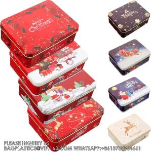 China Tin Boxes Mixed Patterns Holiday Tinplate Boxes Greeting Gift Card Holder Metal Decorative Boxes Christmas Cookie Tin on sale