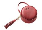 Small Round Pu Leather Bag Fashion Hand Take Change Card Package With Tassel