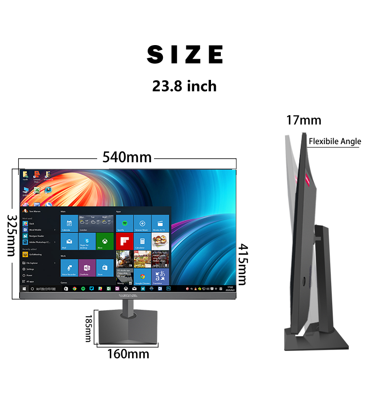 F24/27 FACTORY PRICE ALL IN ONE PC HD Graphics 16/ 9 New Status 4GB LCD Display Type Intel Core I5 Dedicated Card For Business