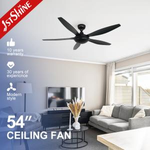 China 54 Inch Dc Motor Black Plastic Ceiling Fan With 6 Speeds Remote Control wholesale