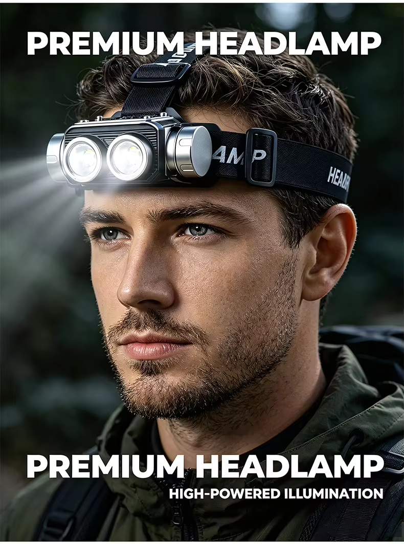 Cross-border Source Rotating Focusing COB LED Memory Dual Light Source Strong Light Sensing Head Lamp Charging Head Lamp